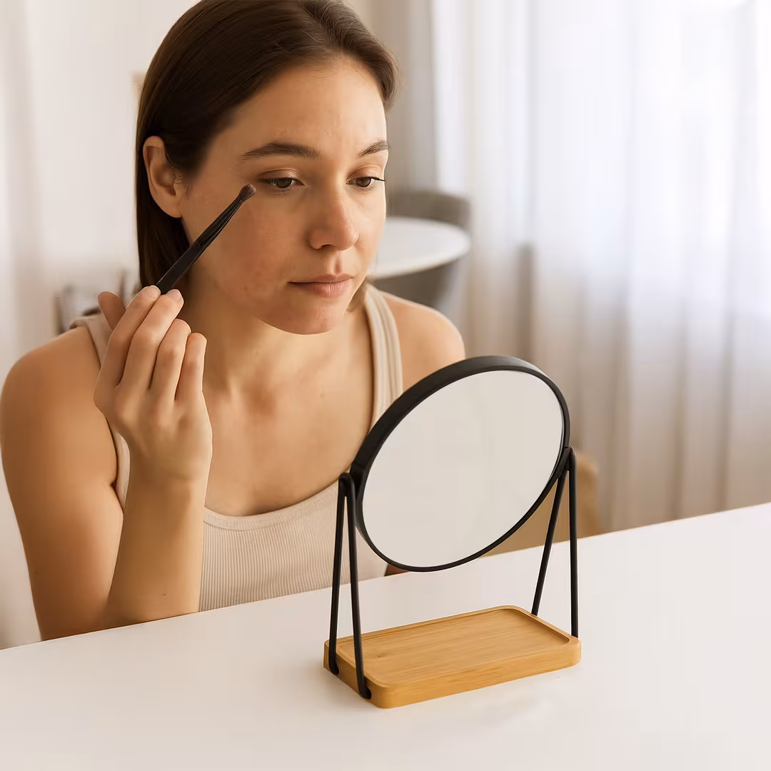 PURSONIC  Dual Side Mirror With Bamboo Tray