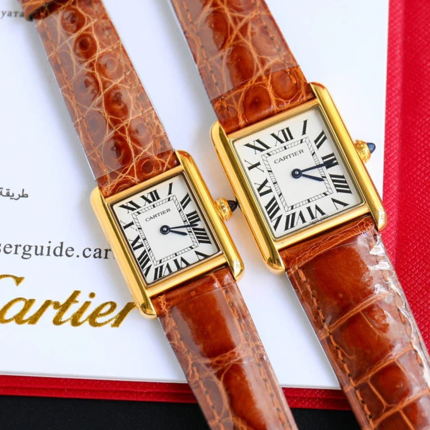 Cartier Watch TANK MUST SMALL CROCODILE STRAP WHITE DIAL
