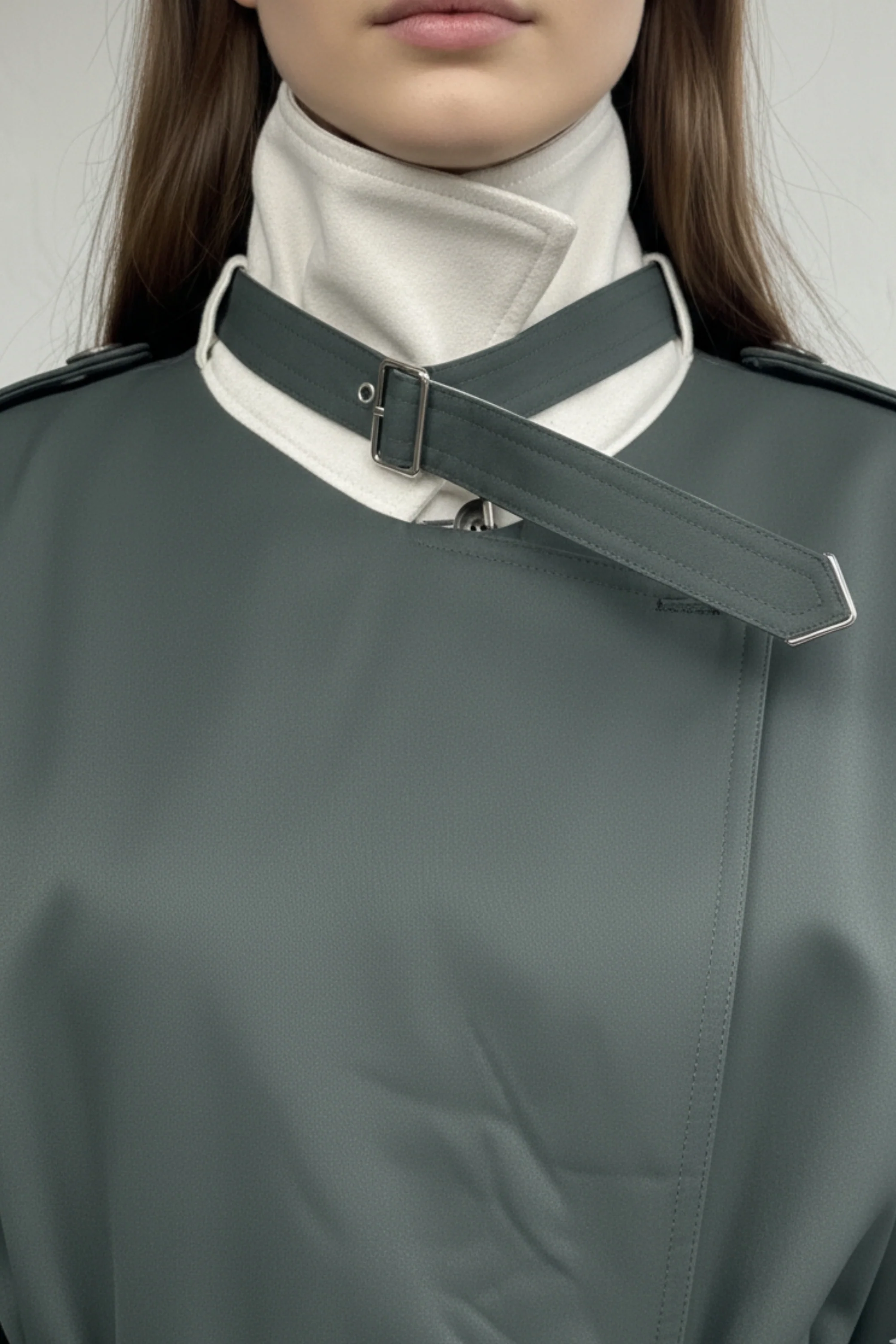 Moss Green Dual Belted Trench Coat