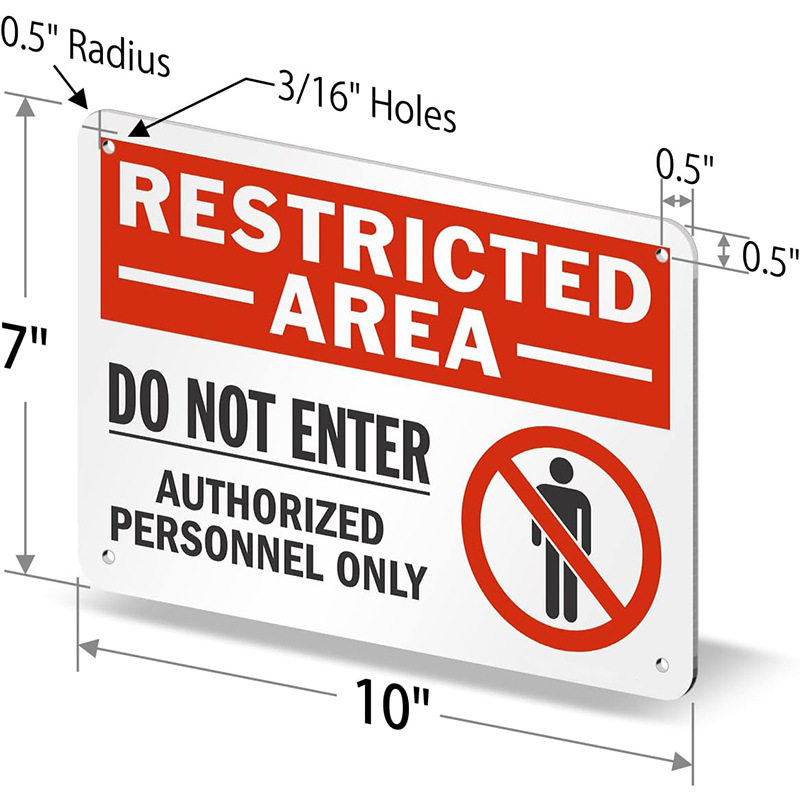 Restricted Area - No Entry, Authorized Personnel Only Aluminum Reflective Safety Warning Sign