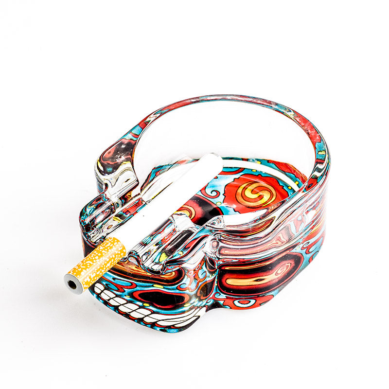 Skull Glass Cigarette Ashtray (Random Pattern)
