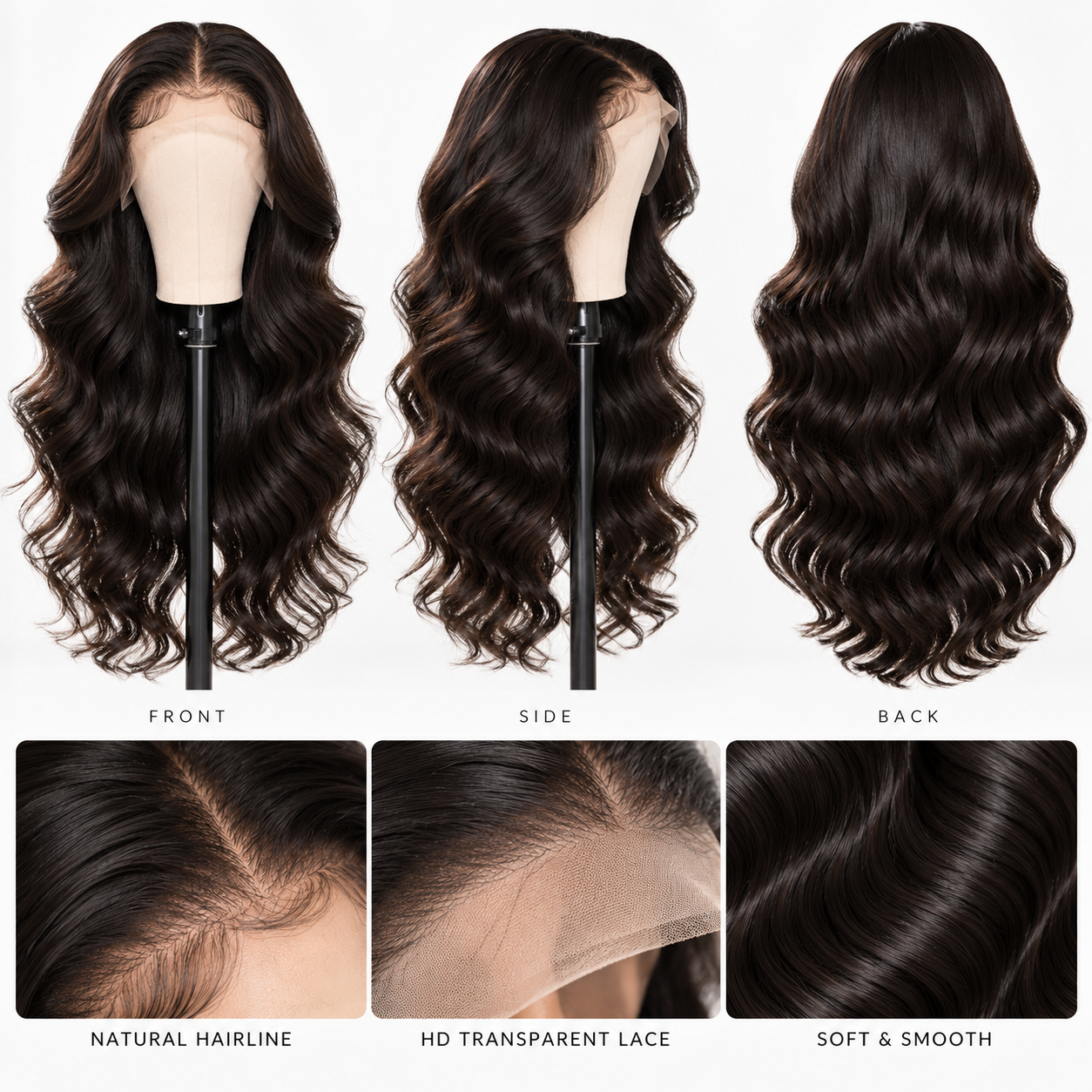 13x6 HD Lace Front Body Wave Human Hair Wig – Pre-Plucked