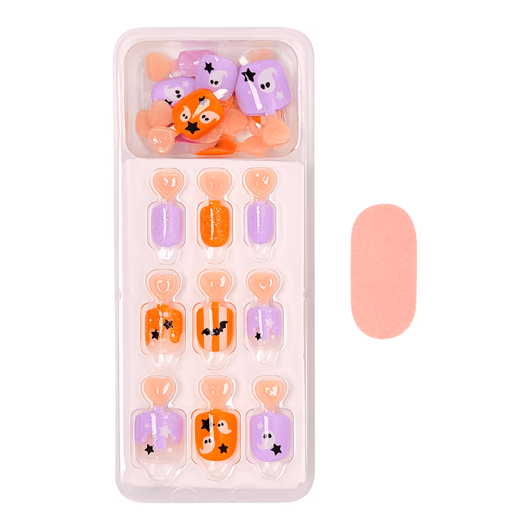 Kiss  Impress Mini Short Squoval Press On Nails for Kids, Boo!