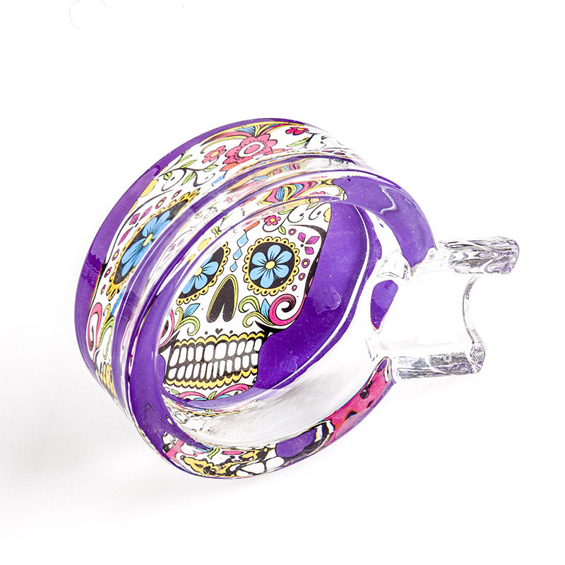 Day of Dead Skull Glass Ashtray (Random Pattern)