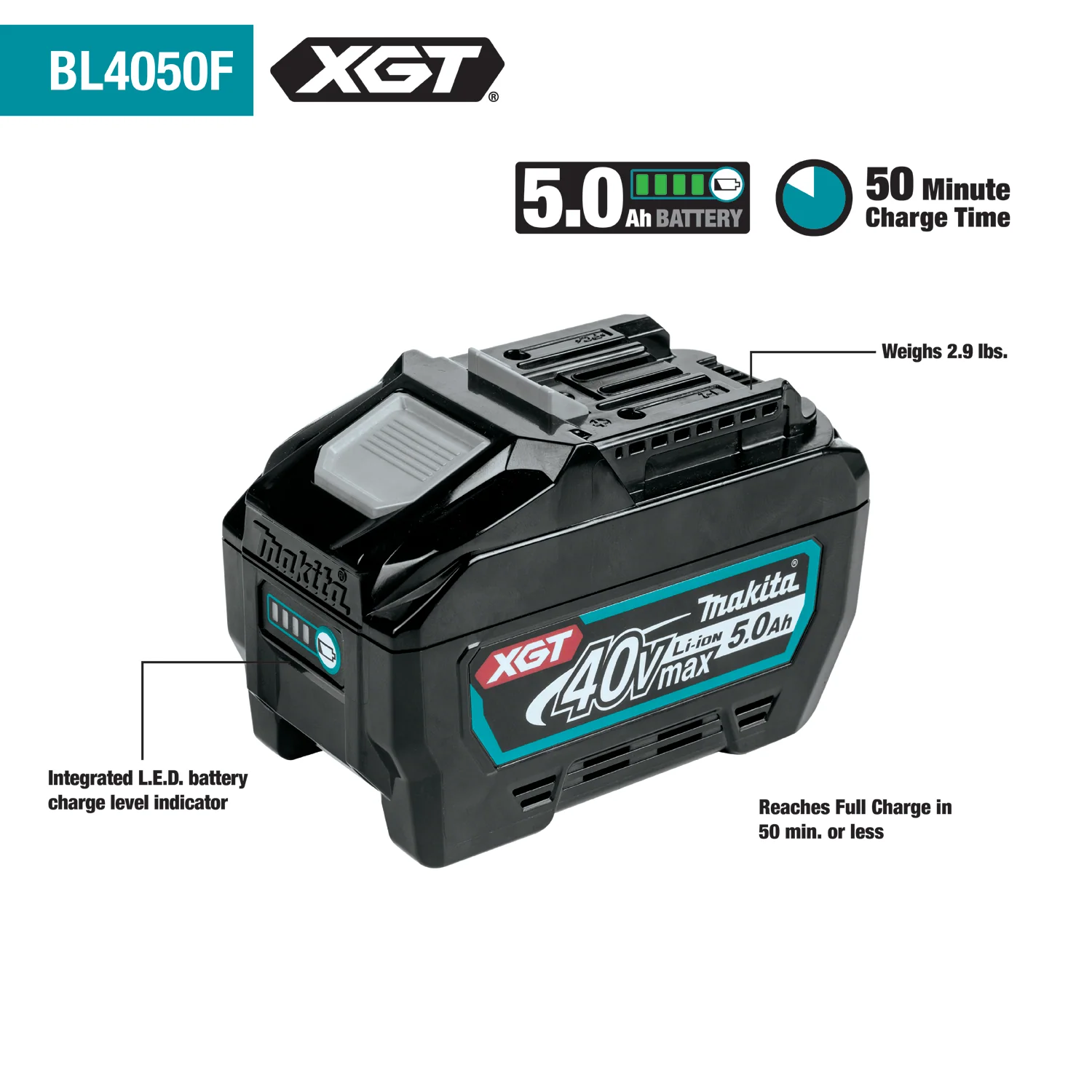 Makita  BL4050F 40V 5 Ah Battery with Level Indicator