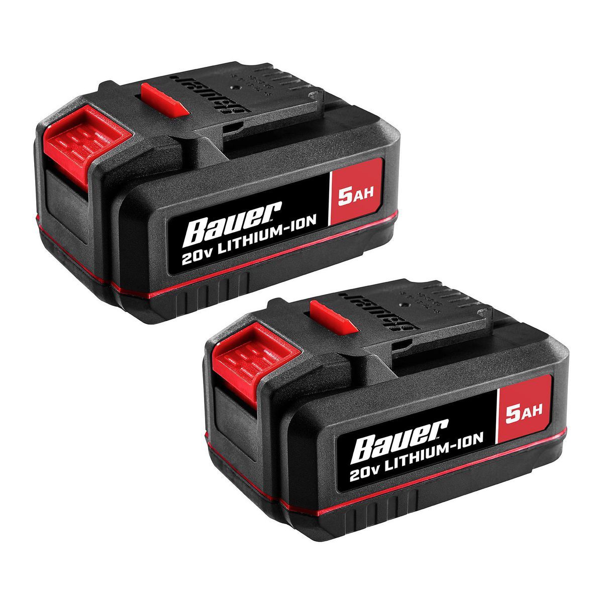 BAUER 20V 5 Ah High-Capacity Lithium-Ion Battery Bundle, 2-Pack