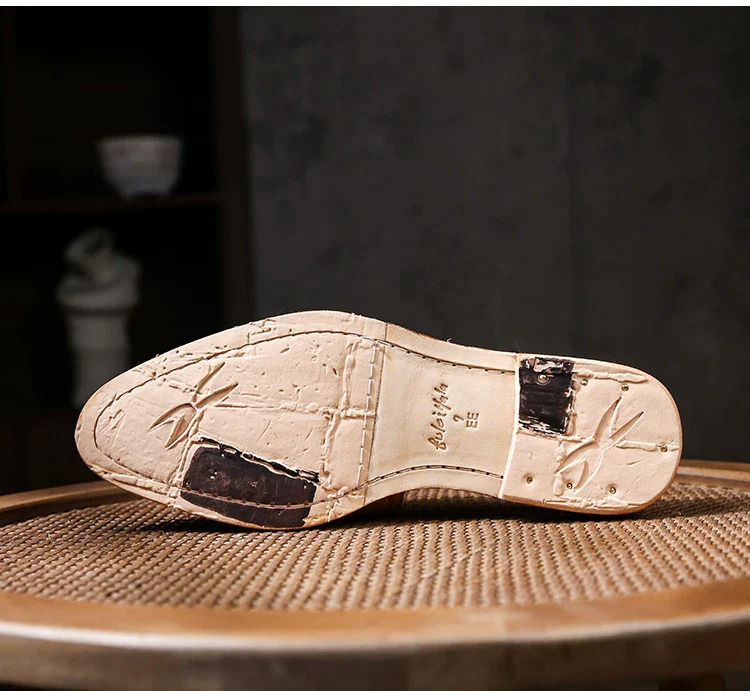 Handmade washed tire cowhide business dress leather shoes