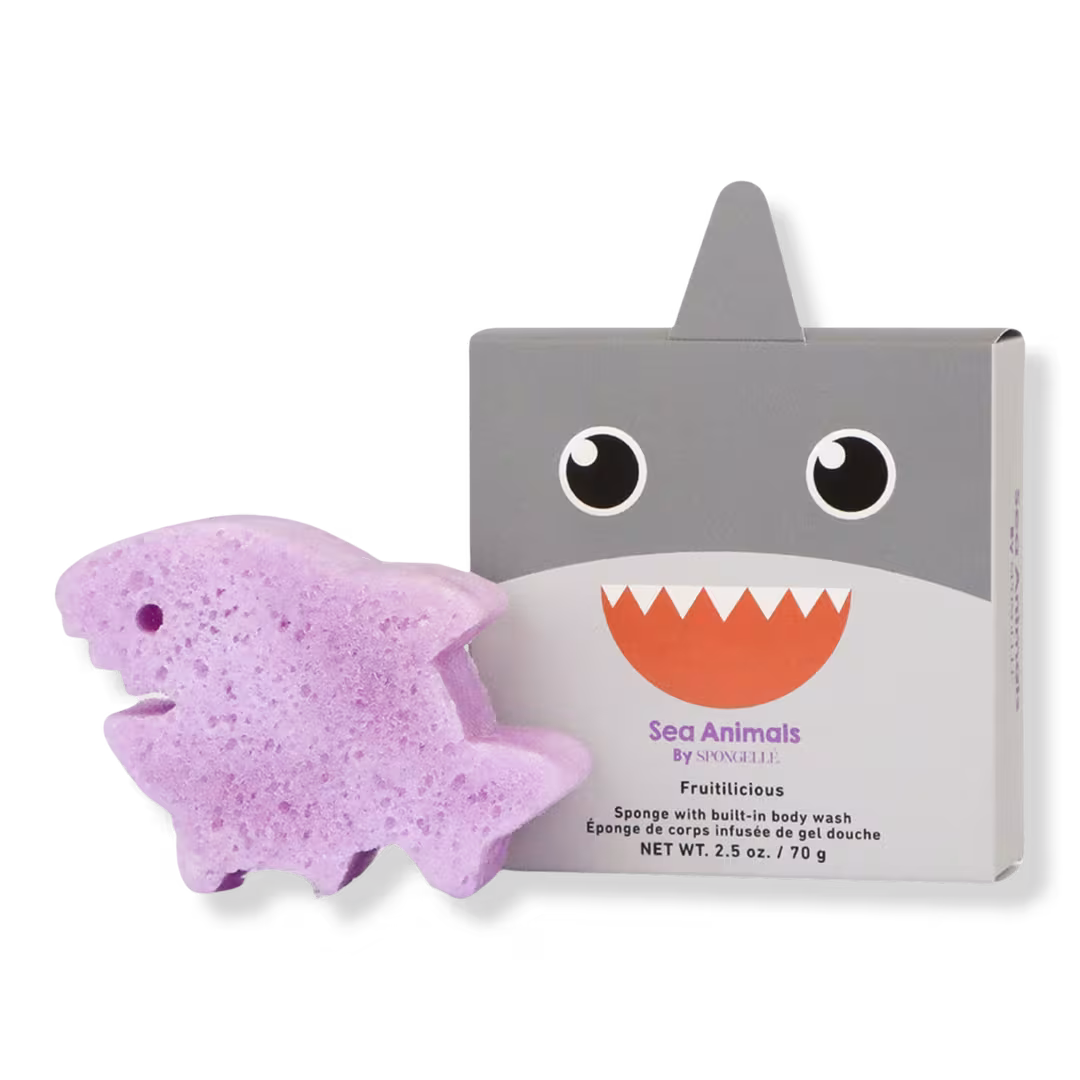 SPONGELLE  Sammy Shark Sea Animals Body Buffer | Kids Body Wash Infused Buffer