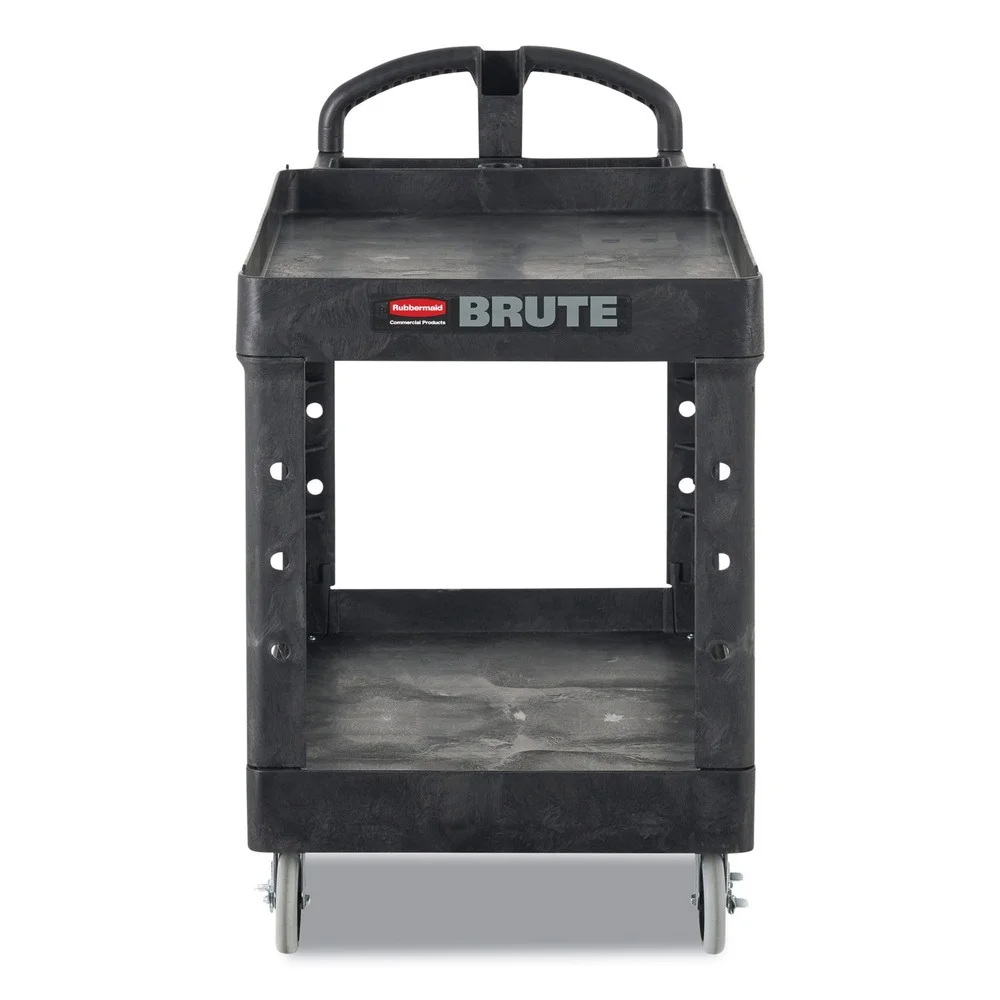 Rubbermaid Commercial Heavy-Duty Utility Cart Two-Shelf 17-1/8w x 38-1/2d x 38-7/8h Black 450088BK