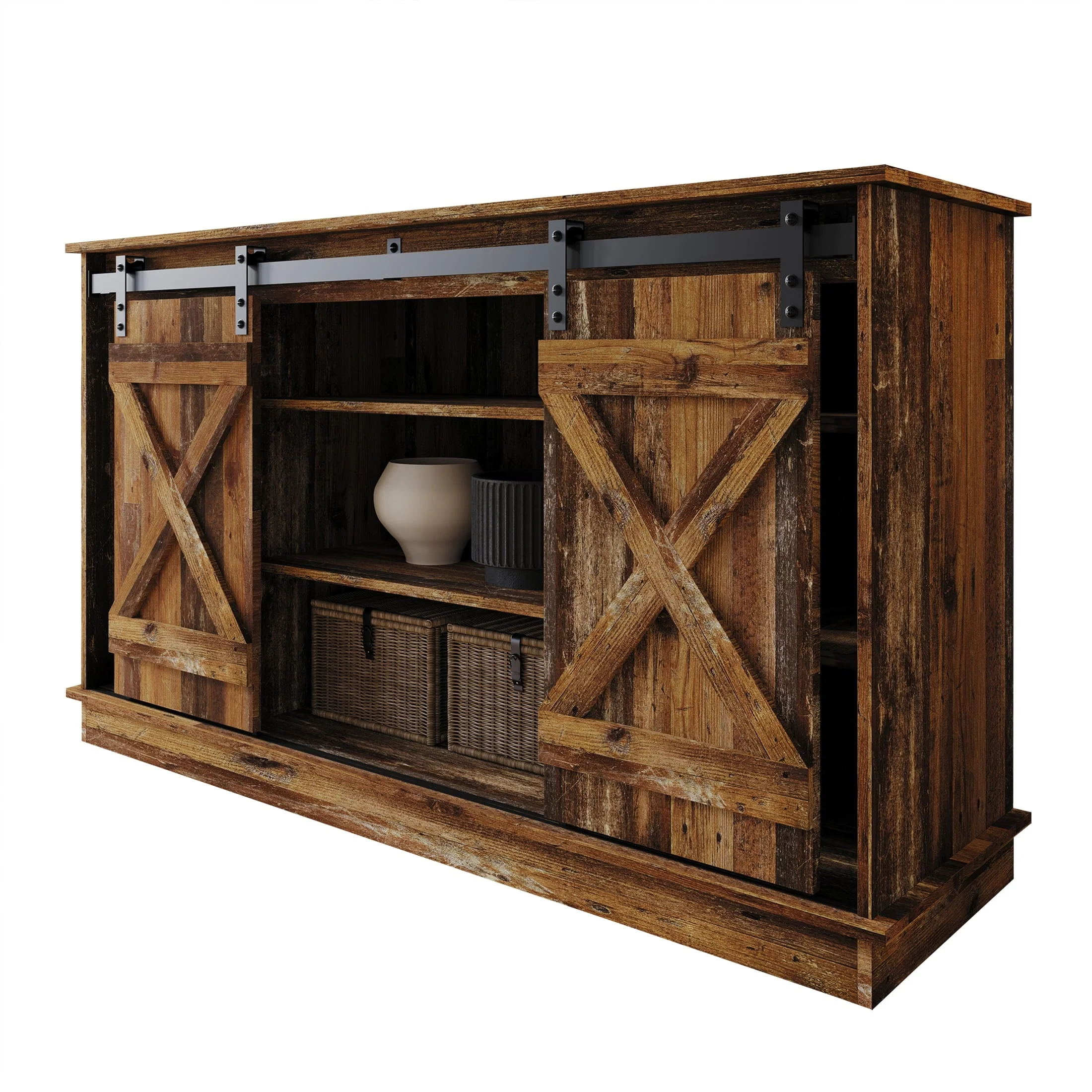 Castle Place Vintage TV Stand Console for TV's up to 65", Walnut