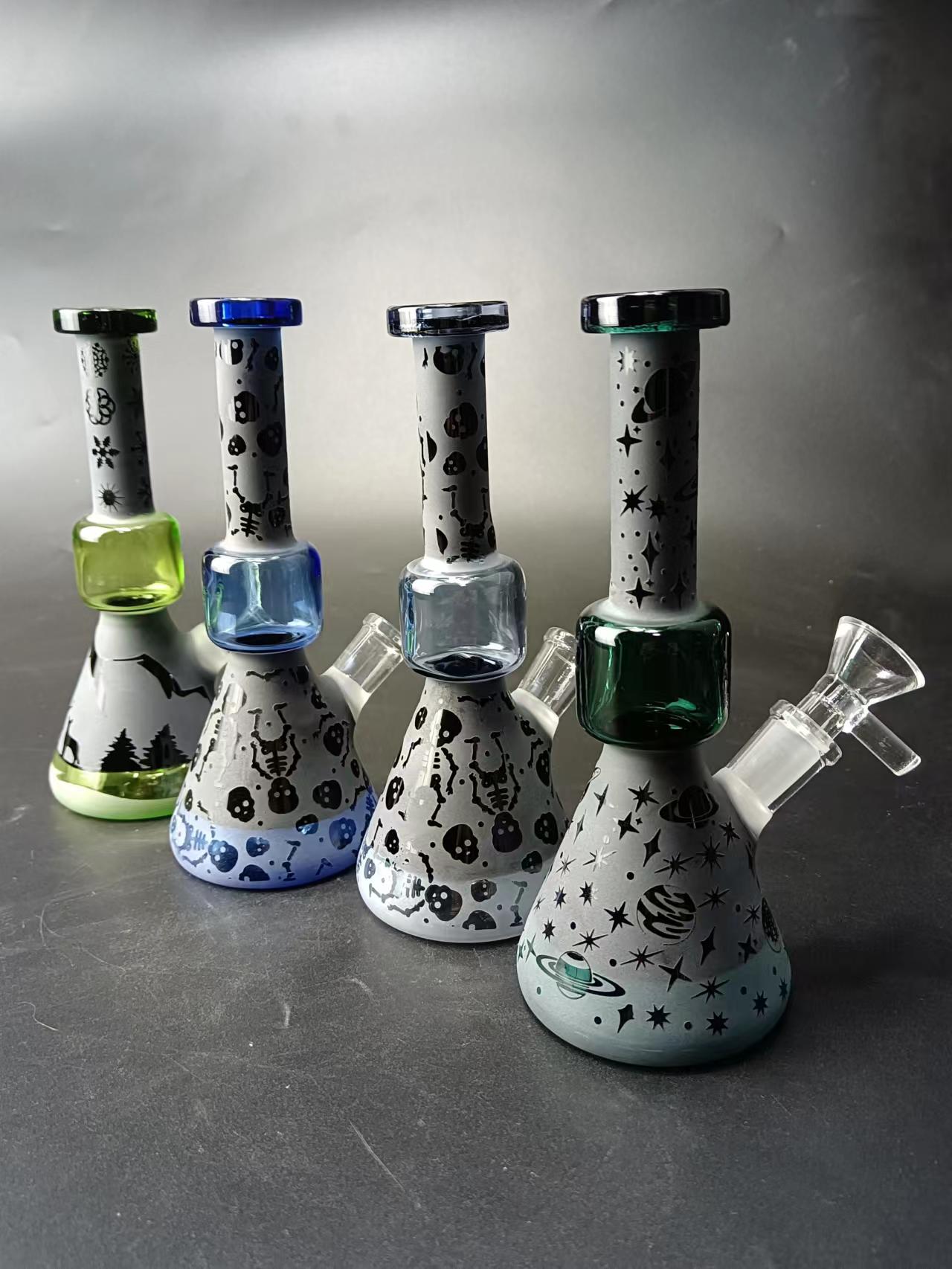 7 Funny Pattern Glass Beaker Bong (Random Colors)