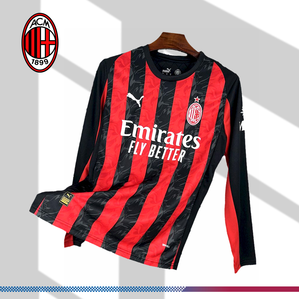 2025/2026 AC Milan Home Long Sleeve Football Shirt (Fan Edition)