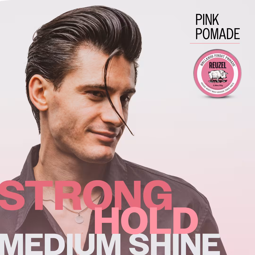 REUZEL  Pink Grease Pomade Oil-Based Strong Hold