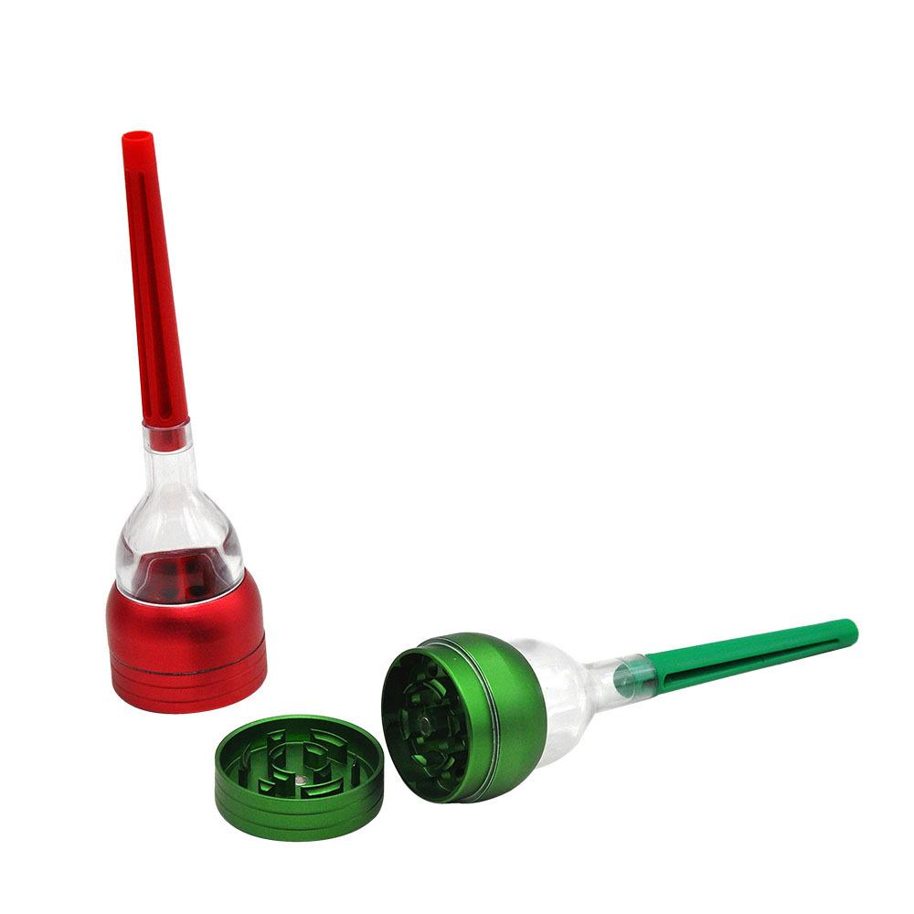 Aluminium Funnel 3 Layer Herb Grinder W/Roll Tube For Pre-Roll Cones (4 Colors)