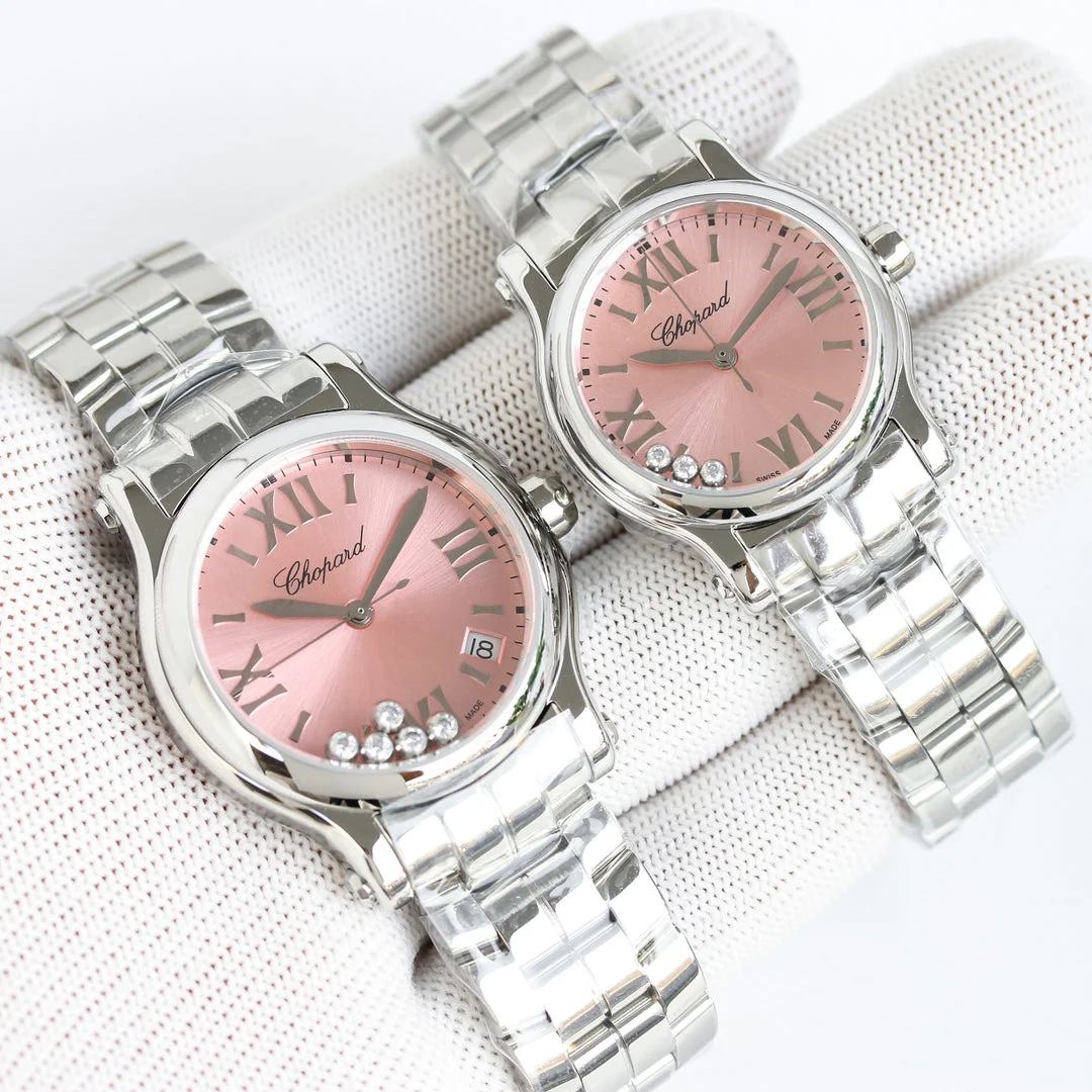 Cartier Watch Happy Diamond Silver Pink Dial