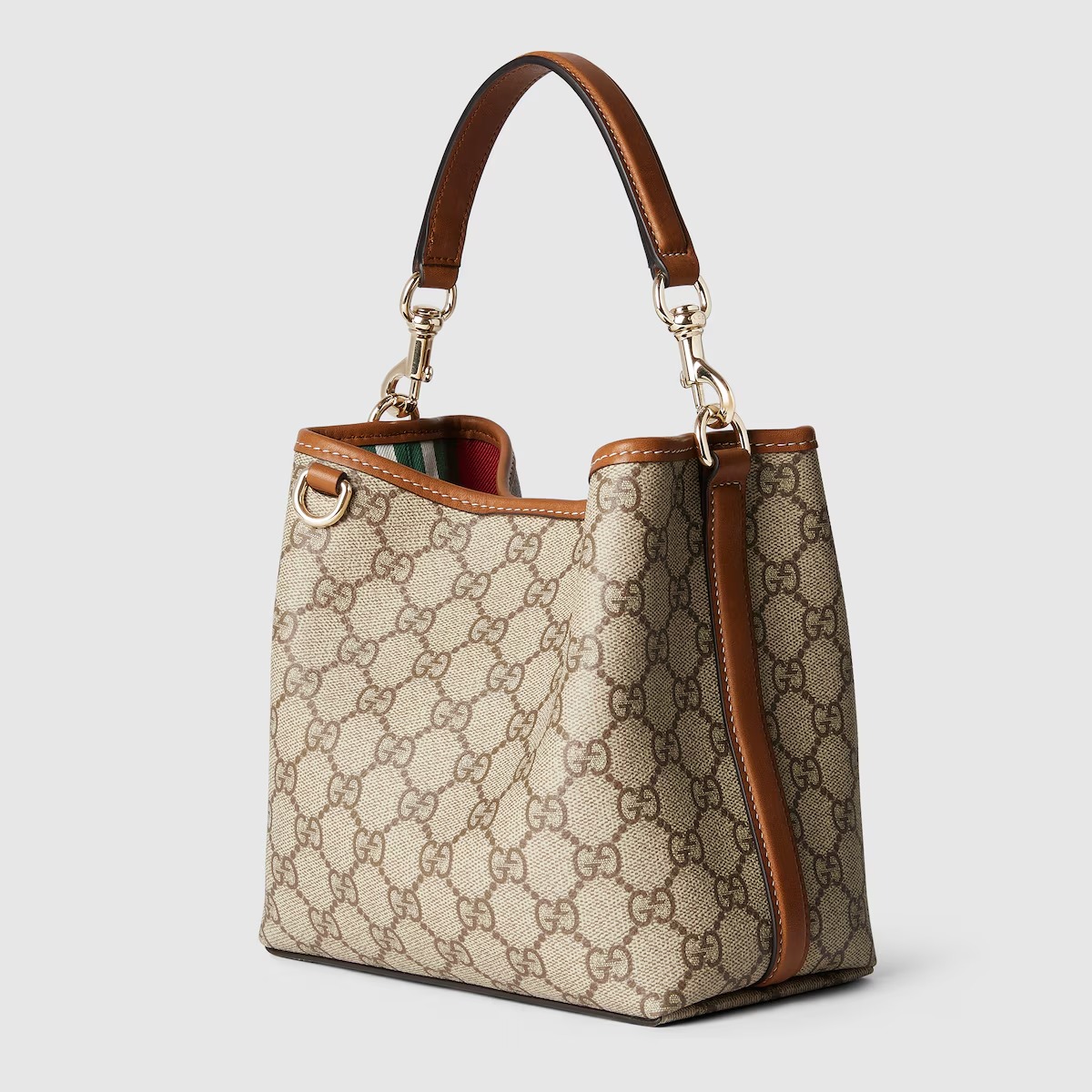 GG Emblem Small Bucket Bag Beige