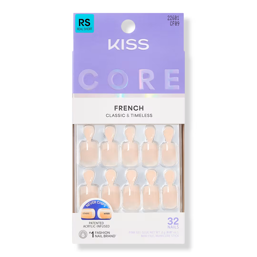 Kiss  Core French Real Short Squoval Press On Nails