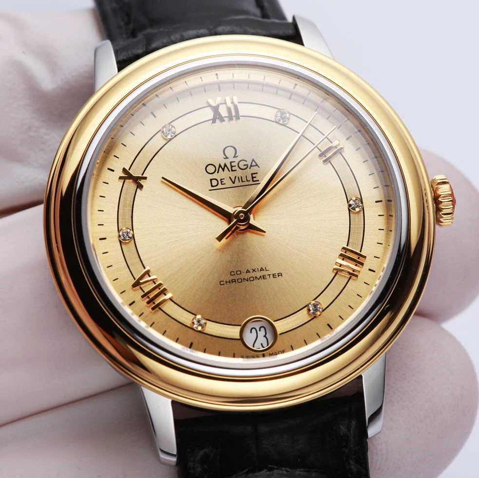 Omega Watch De Ville 32.5mm Gold Dial Leather