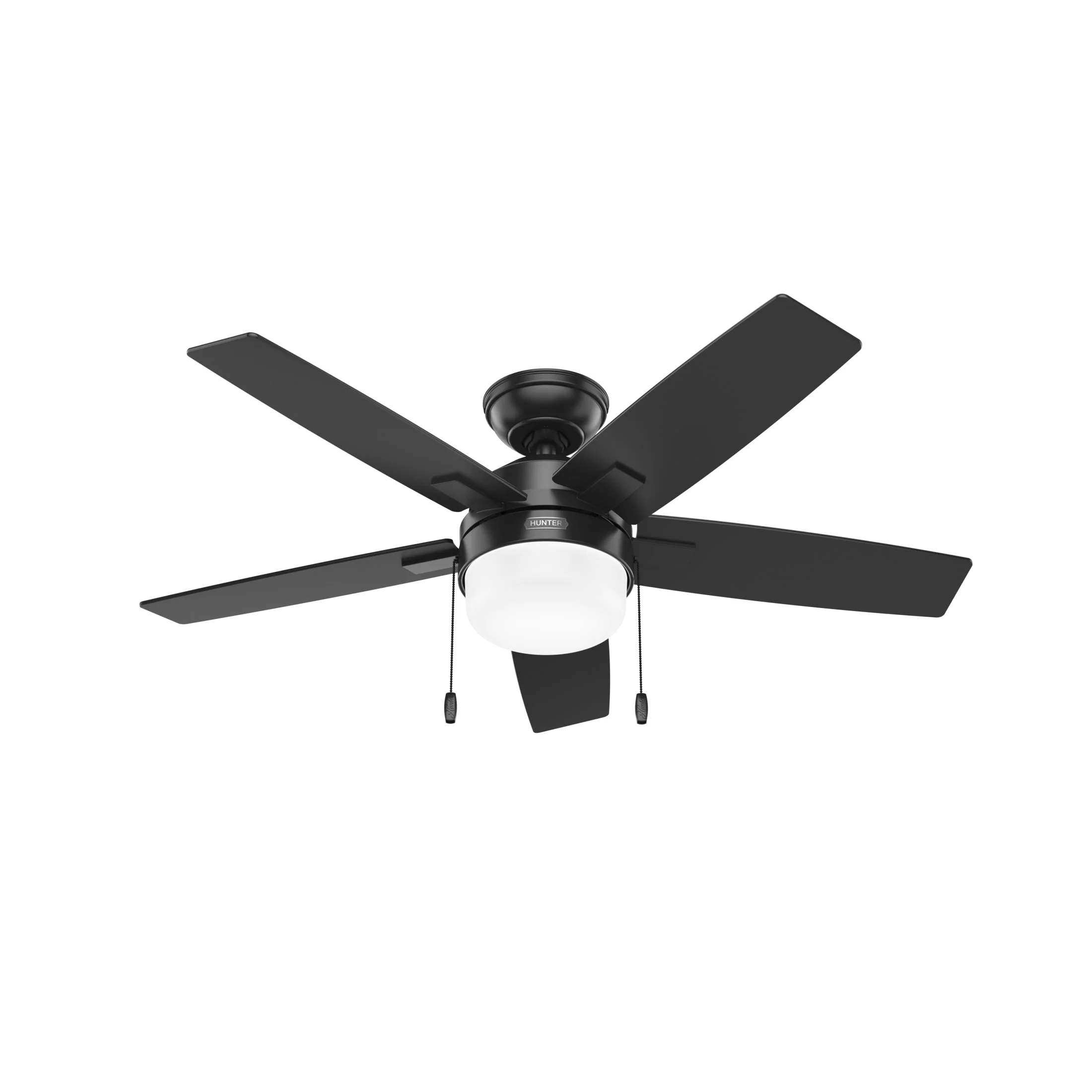 Hunter - Anisten Indoor Ceiling Fan With Light, 44-inch, Matte Black, Modern-style, 3-speed WhisperWind Motor, 52486, for Living Rooms, Bedrooms