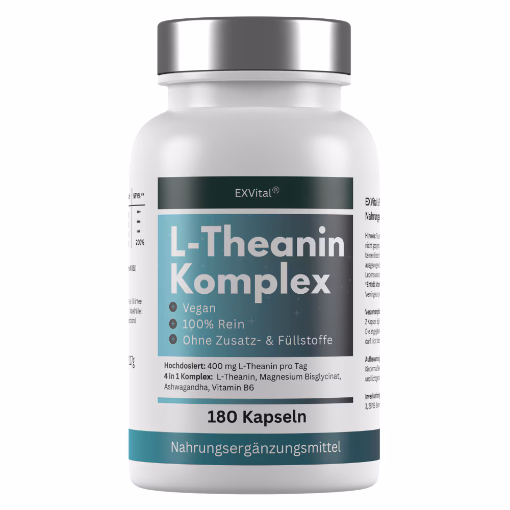 L-Theanin Komplex Kapseln mit Magnesium, Ashwagandha & Vitamin B6