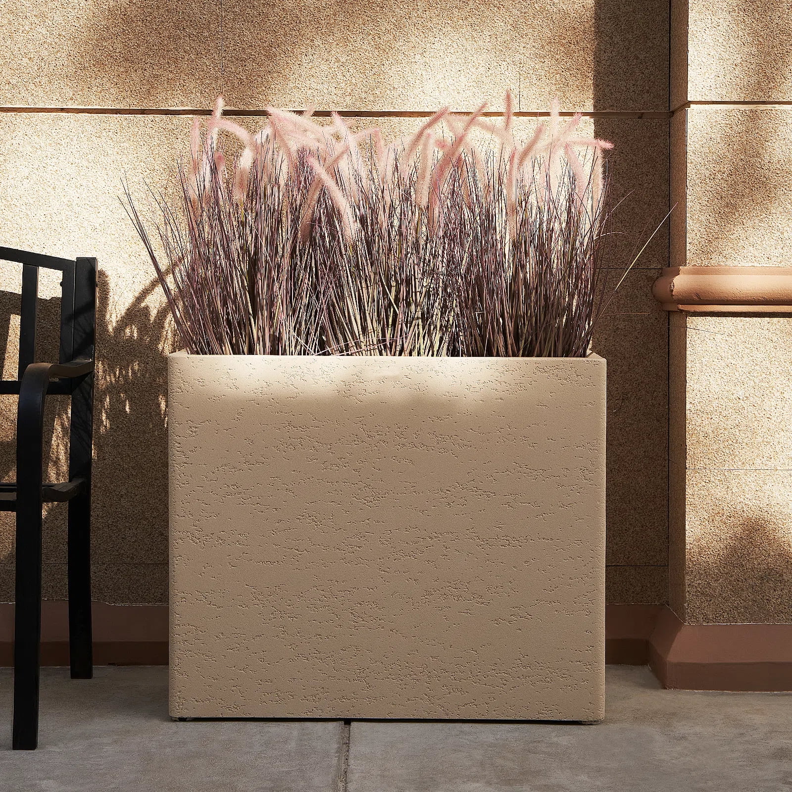 Tall Rectangular Composite Planter,Durable for All-Weather Use with Drainage Holes, Large Rectangular Planter for Outdoor and Indoor Plants