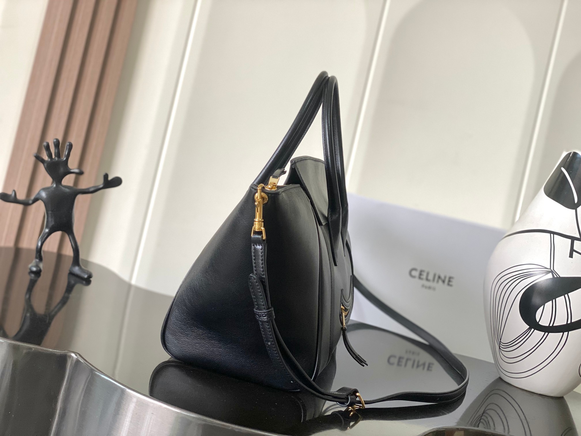 Celine Little Luggage In Supple Shiny Lambskin