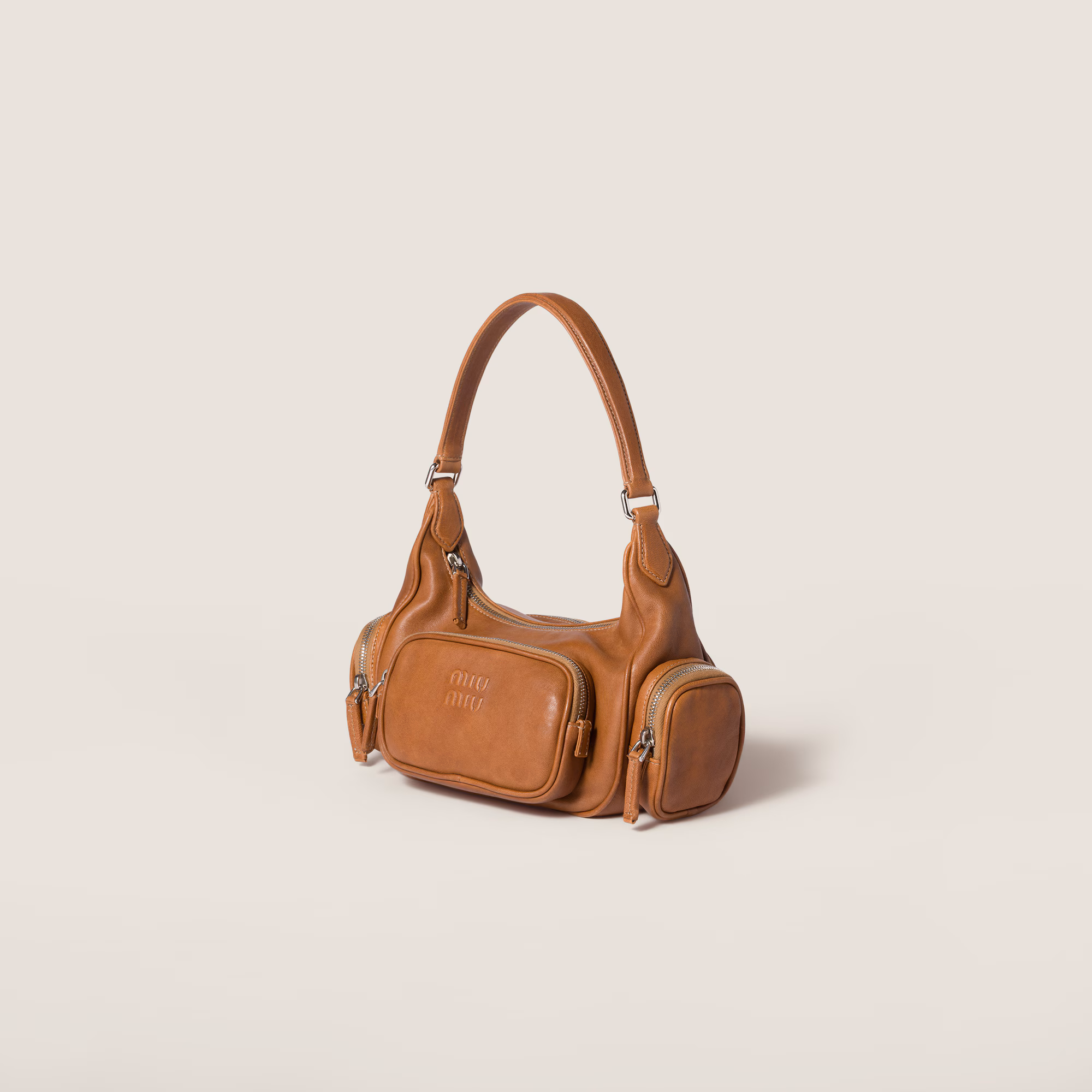 Pocket nappa leather bag Caramel