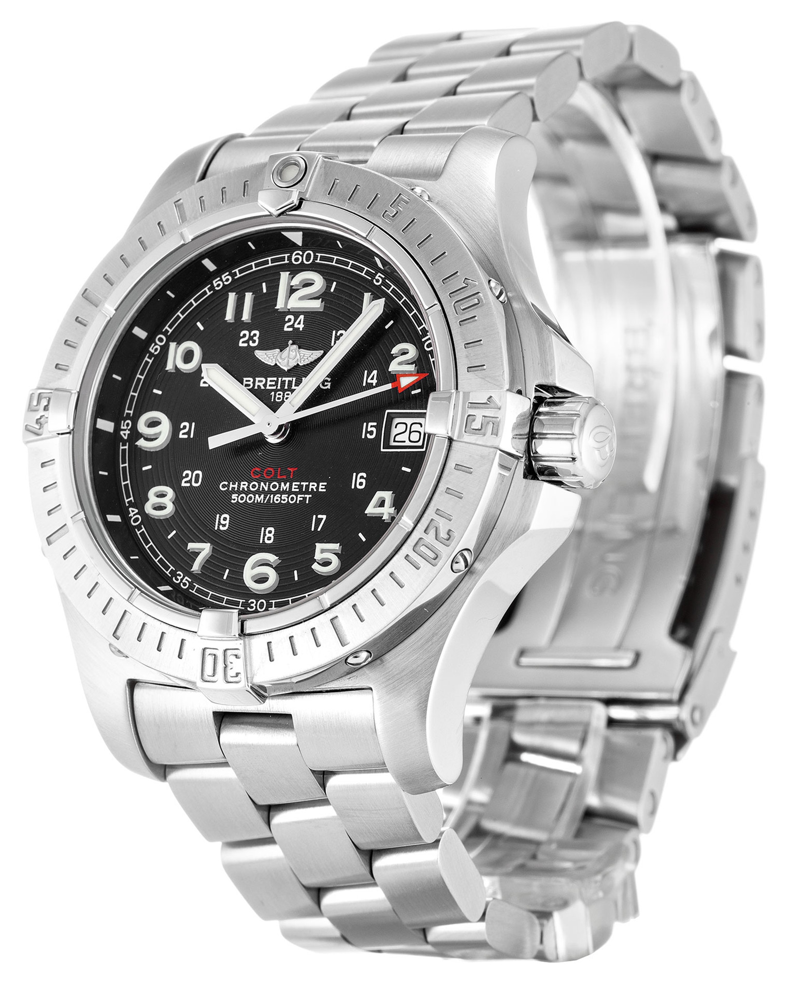 Replica Breitling Colt Quartz Black Dial Number Markers A74380