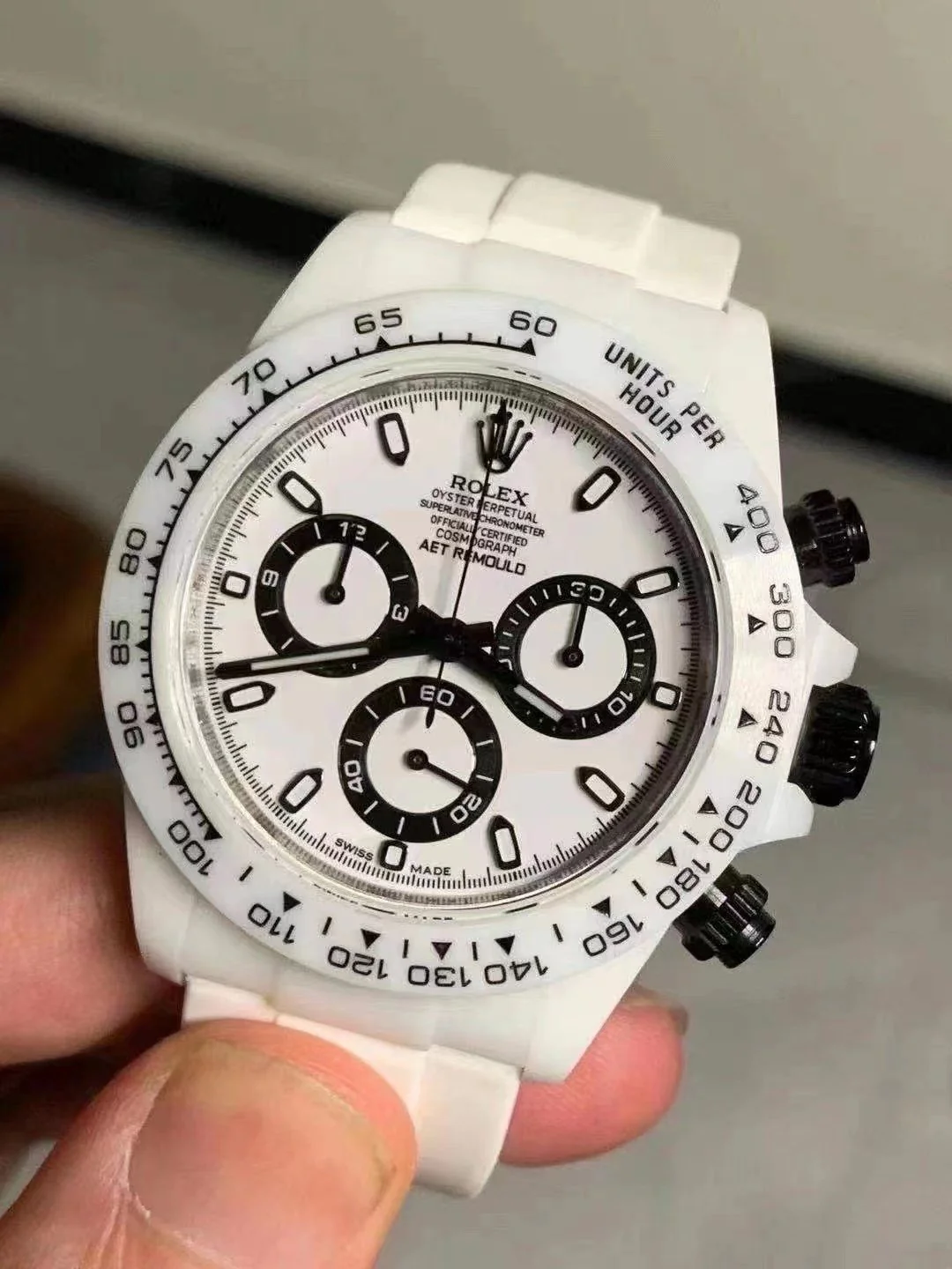 Rolex Watch DAYTONA CUSTOM AET 40MM CUSTOM WHITE CERAMIC BLACK WHITE DIAL Watch