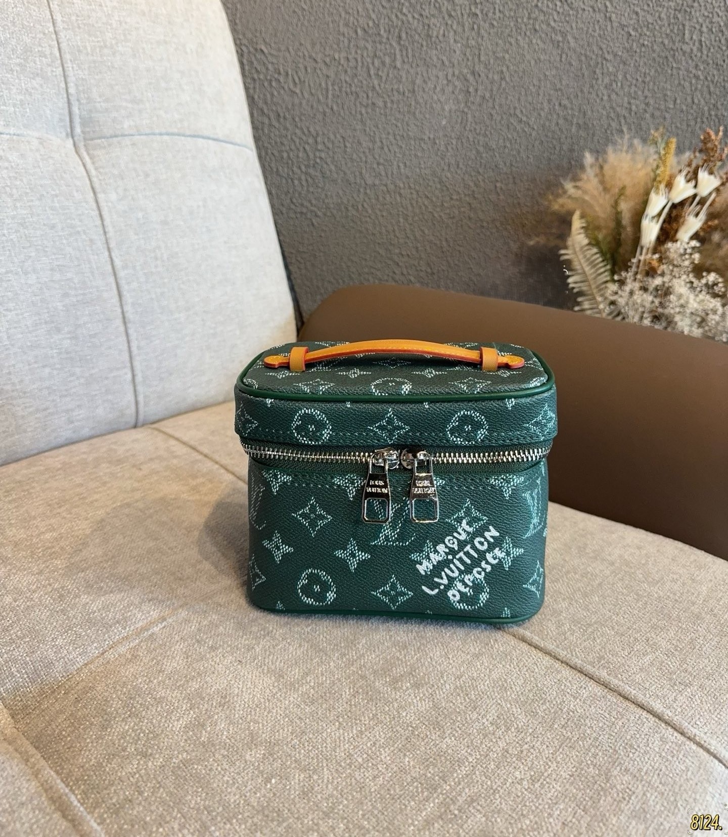 LV Forest Green Nice Vanity Case Box Monogram Coated Canvas Signature Top Handle Bag