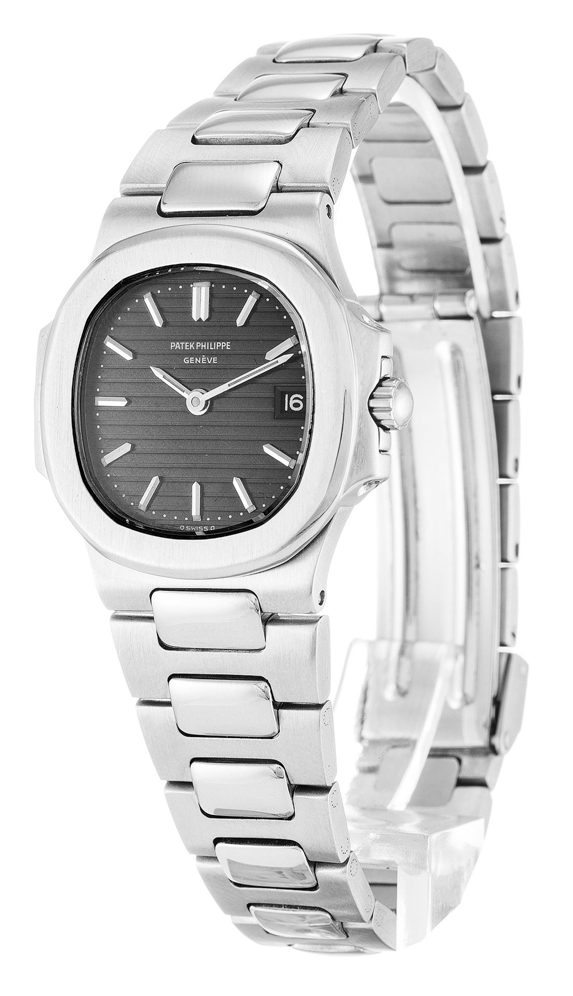 Replica Patek Philippe Nautilus Black Dial Stick Markers Lady 4700/1 26MM