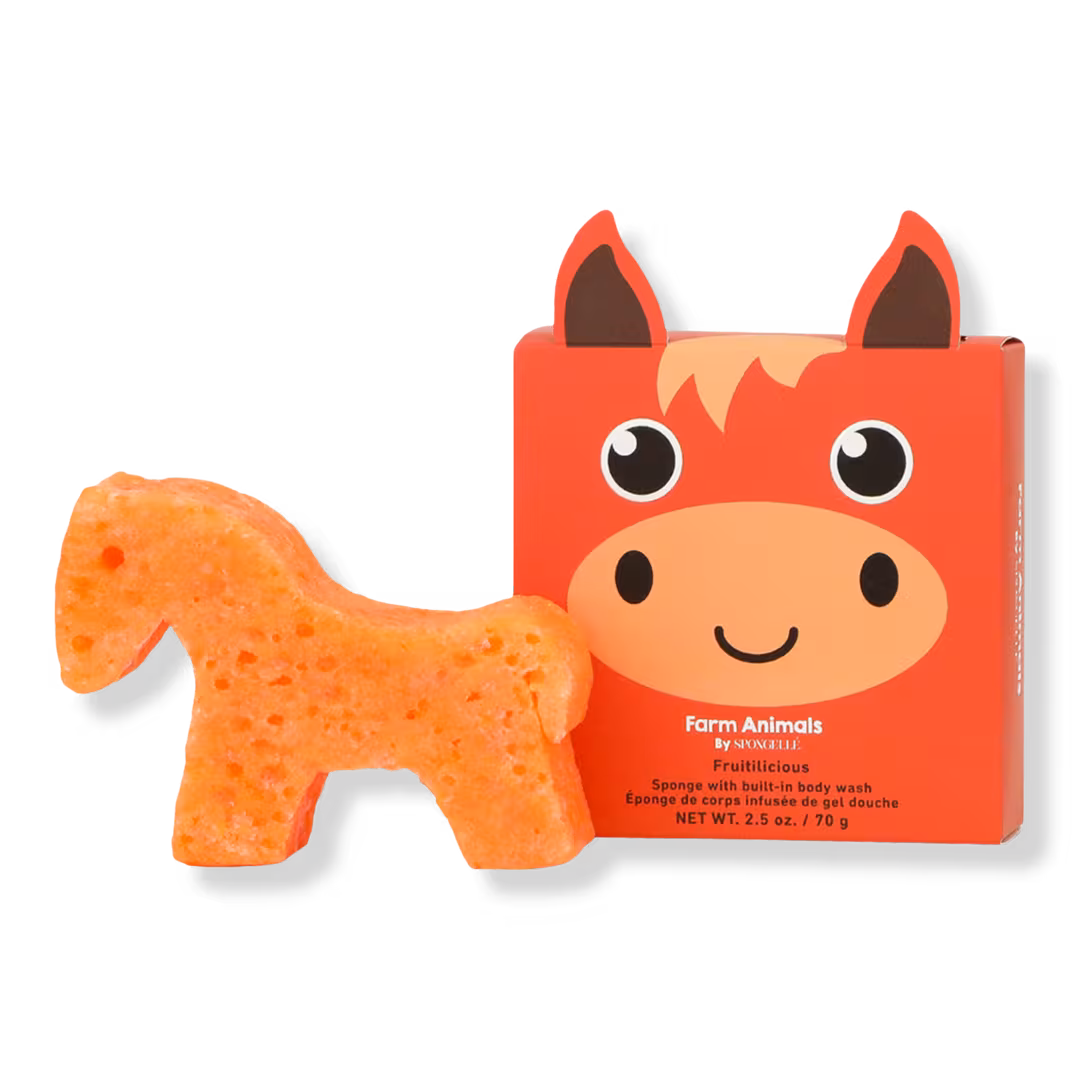 SPONGELLE  Henry Horse Farm Animals Body Buffer | Kids Body Wash Infused Buffer