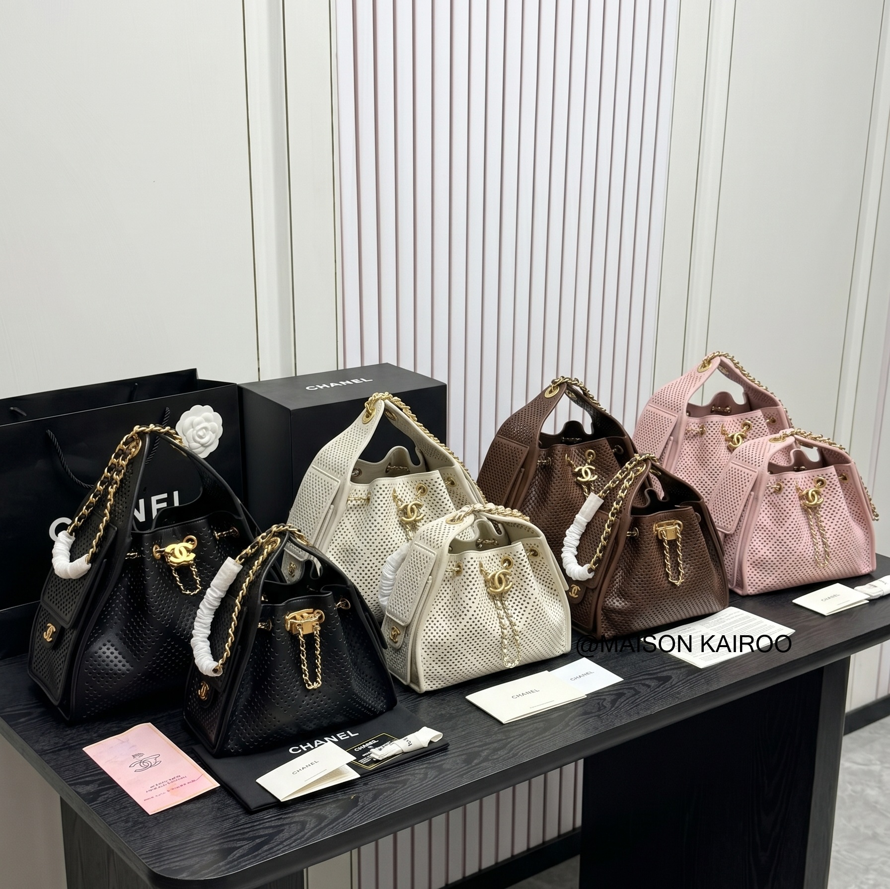 Chanel 25bag Mini& Small Full Micro Round Perforated Smooth Drawstring Lazy Bucket Hobo Tote Bag
