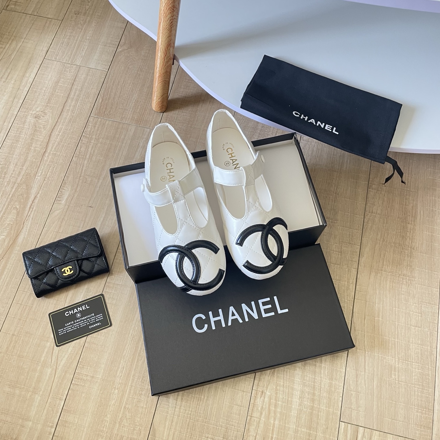 Chanel Quilted T-Strap Mary Jane Flats