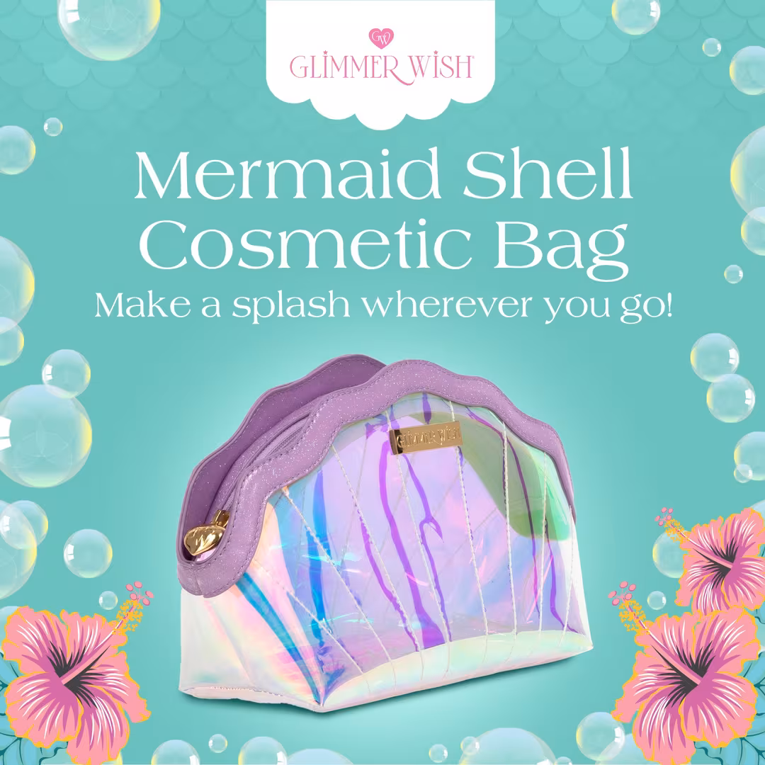 Glimmer Wish  Mermaid Shell Cosmetic Bag