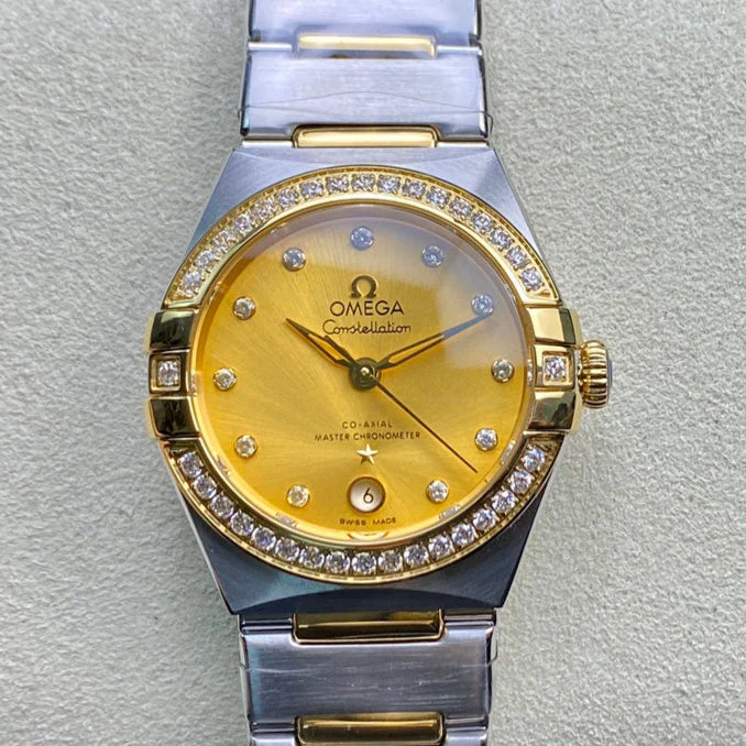 Omega Watch Constellation 29mm Silver Gold Diamond