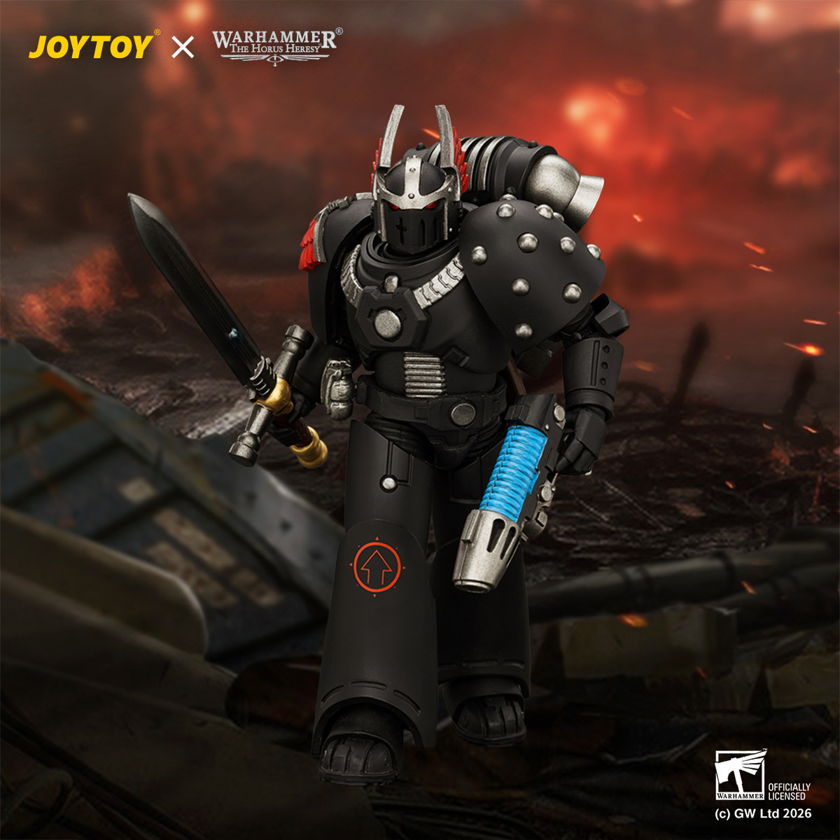 JOYTOY JT05138 Warhammer The Horus Heresy 1:18 Dark Angels MKVI Tactical Sergeant with Power Sword and Plasma Pistol - JOYTOY WORLD
