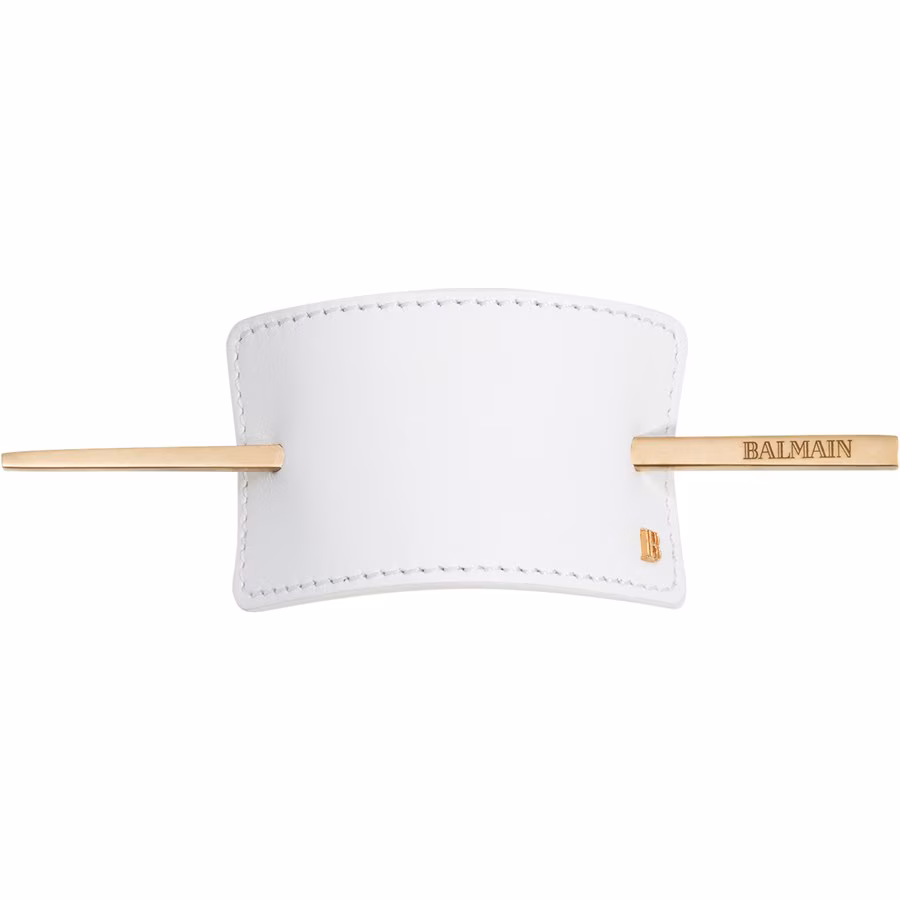Hair Barrette Leather White