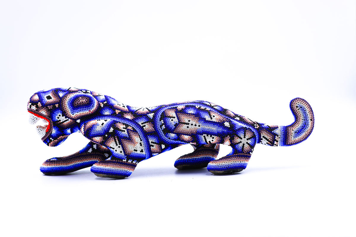 Jaguar Acecho - Obra de Arte Huichol