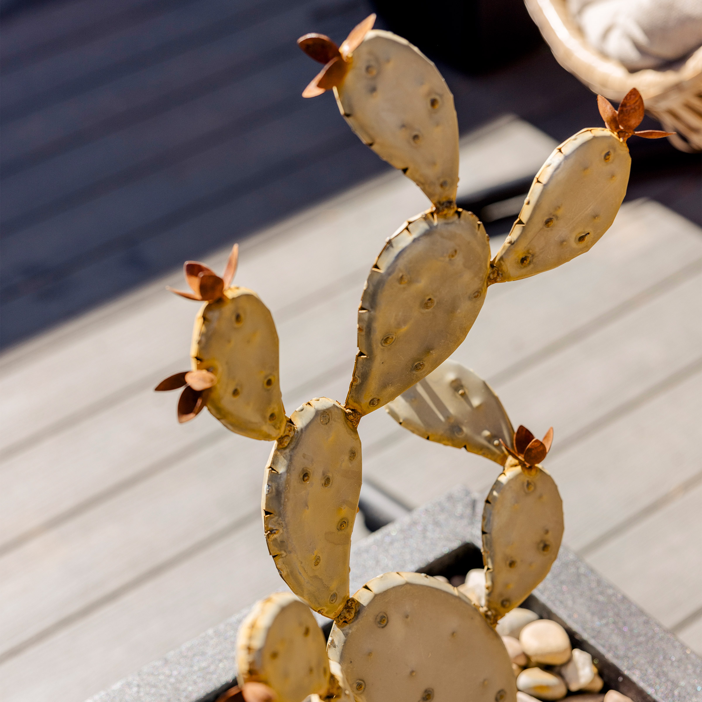Prickly Pear Cactus Sculpture by Desert Steel