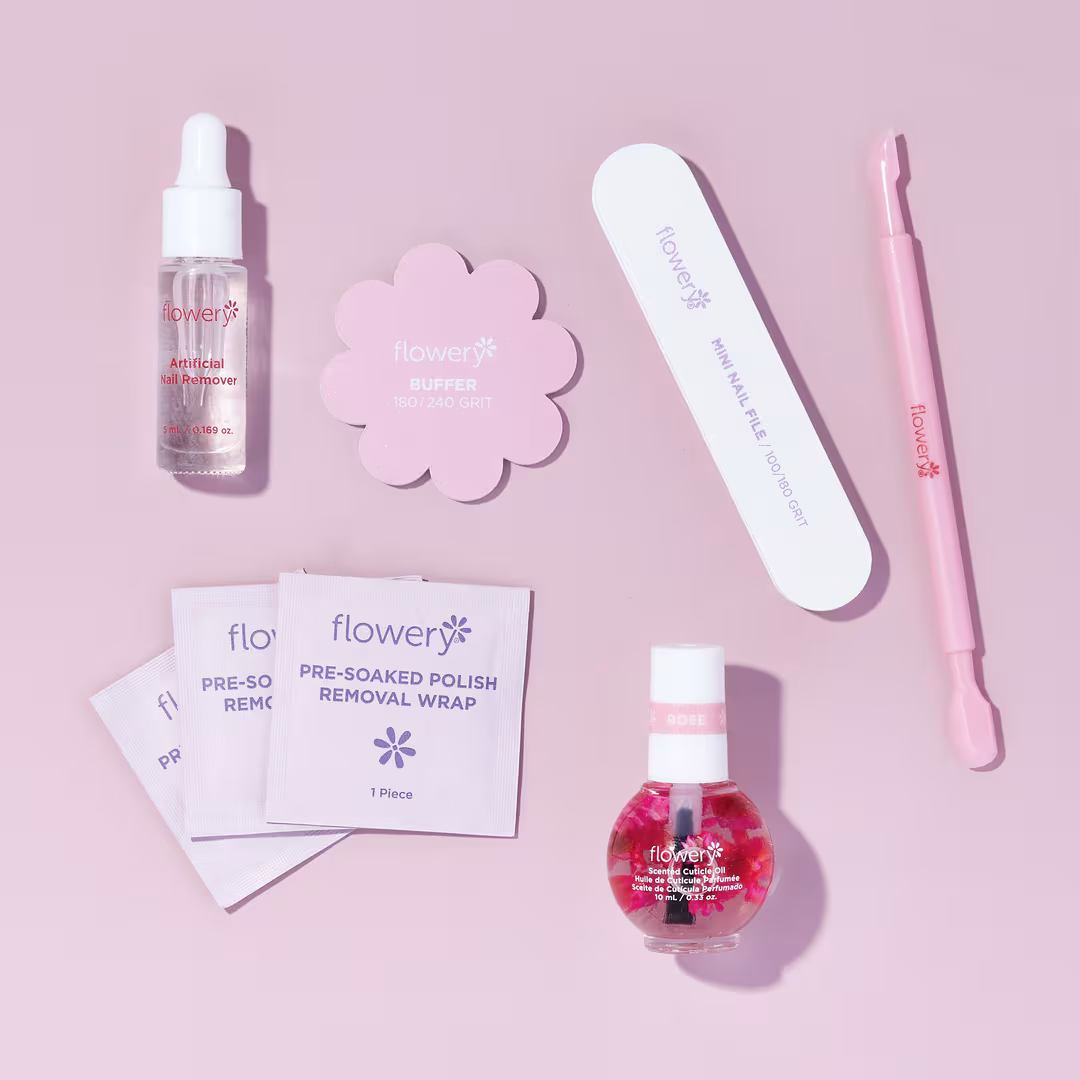 Flowery  Pro Nail Removal Kit with Artificial Nail Remover & Pre-Soaked Pads