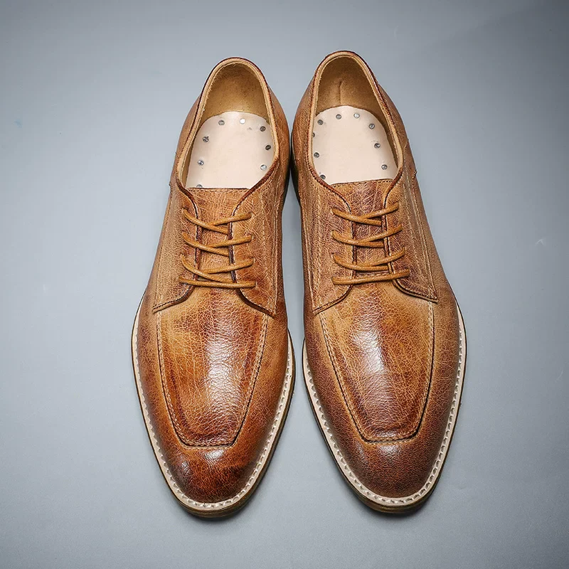 Men's retro first layer cowhide soft sole shoes