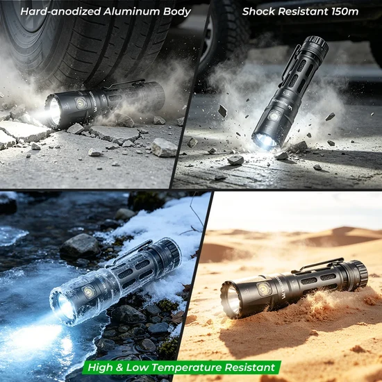 Wurkkos T1 Rechargeable Tactical Utility Flashlight with Multi-Color Utility Side Light