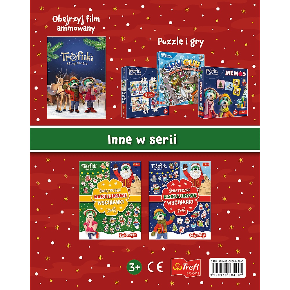 Książka Aktywizująca Rodzina Treflików: Trefliki Ratują Święta. Wycinanki Naklejkowe. Etykiety