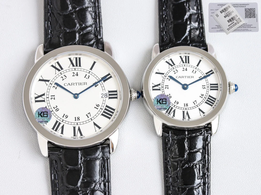 Cartier Watch RONDE SOLO STEEL BLACK LEATHER
