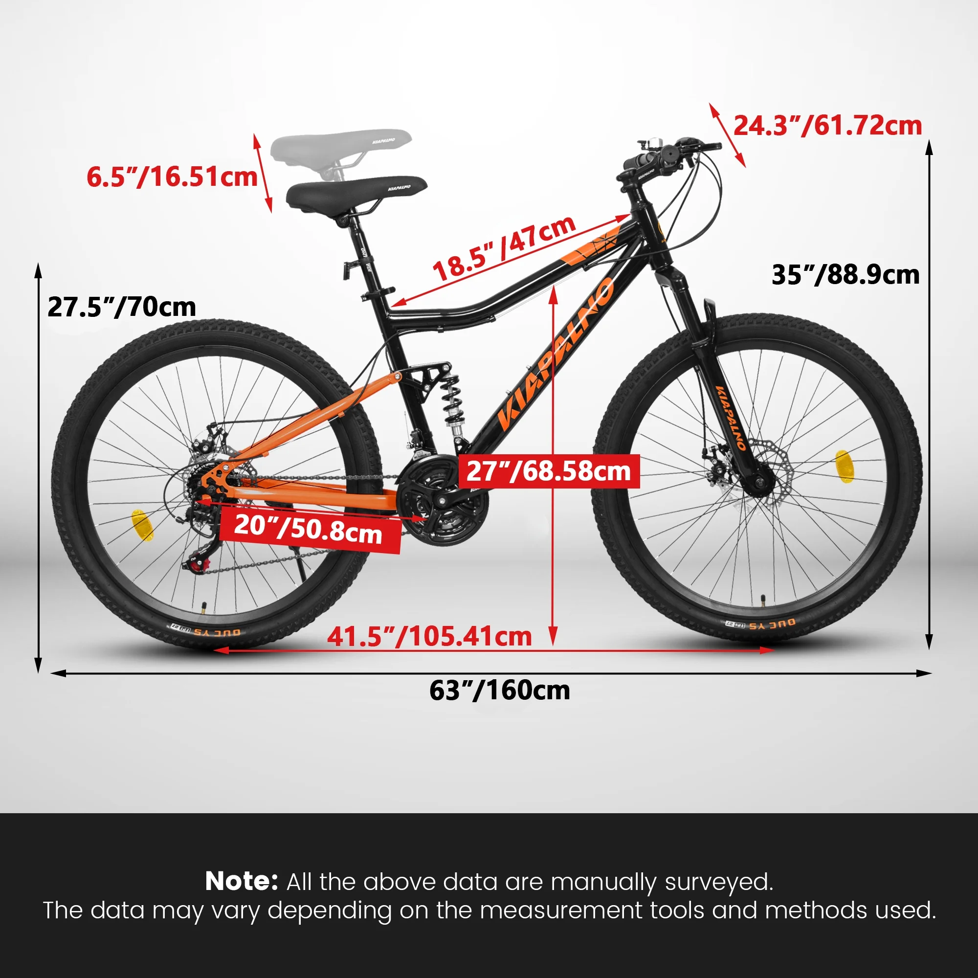 26-Inch Steel Frame Mountain Bike with Shock-Absorbing Fork   | 21-Speed Unisex Off-Road Bicycle | Black&Orange