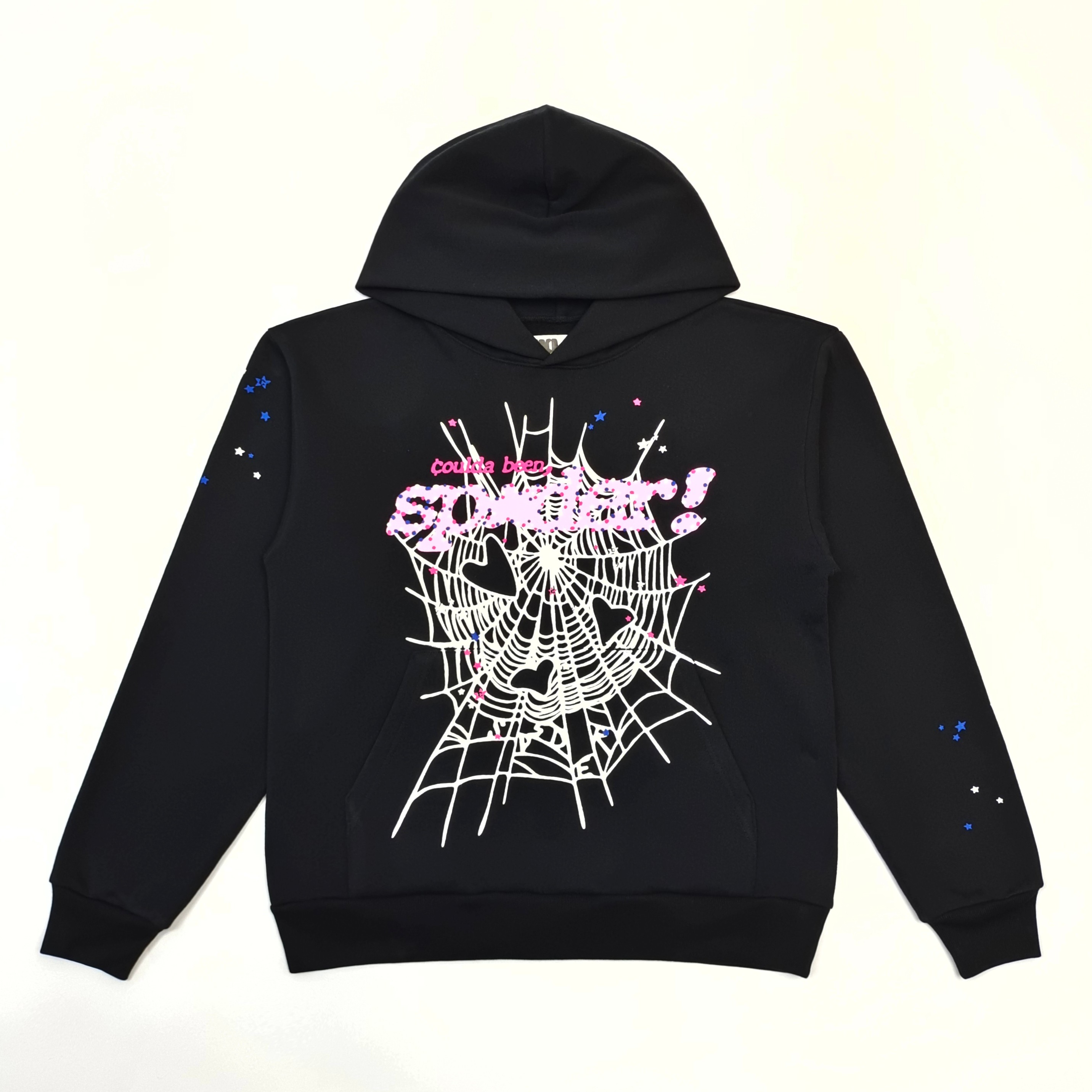 SP powder letter white mesh black hoodie