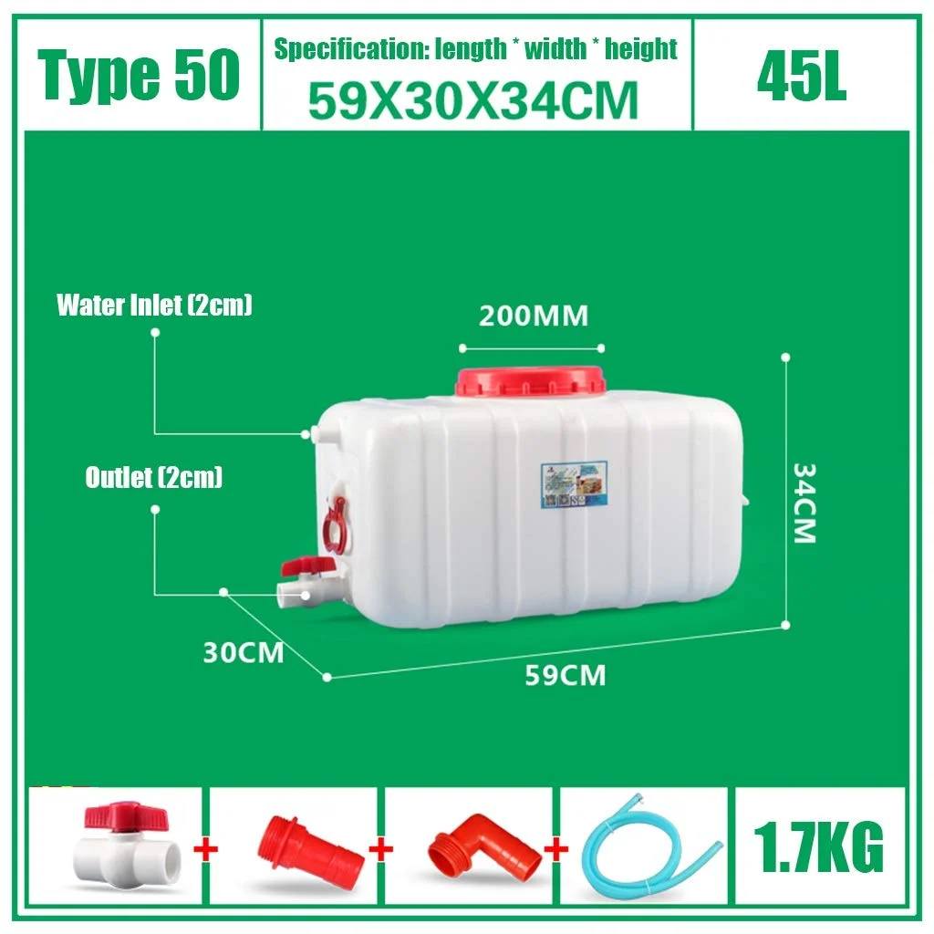 Water Container 25L/45L/80L/110L/160L/200L Thickening Food-Grade White Plastic Rectangular Storage Tank Household Water Bucket with A Lid Large Water Tank (Size : B)