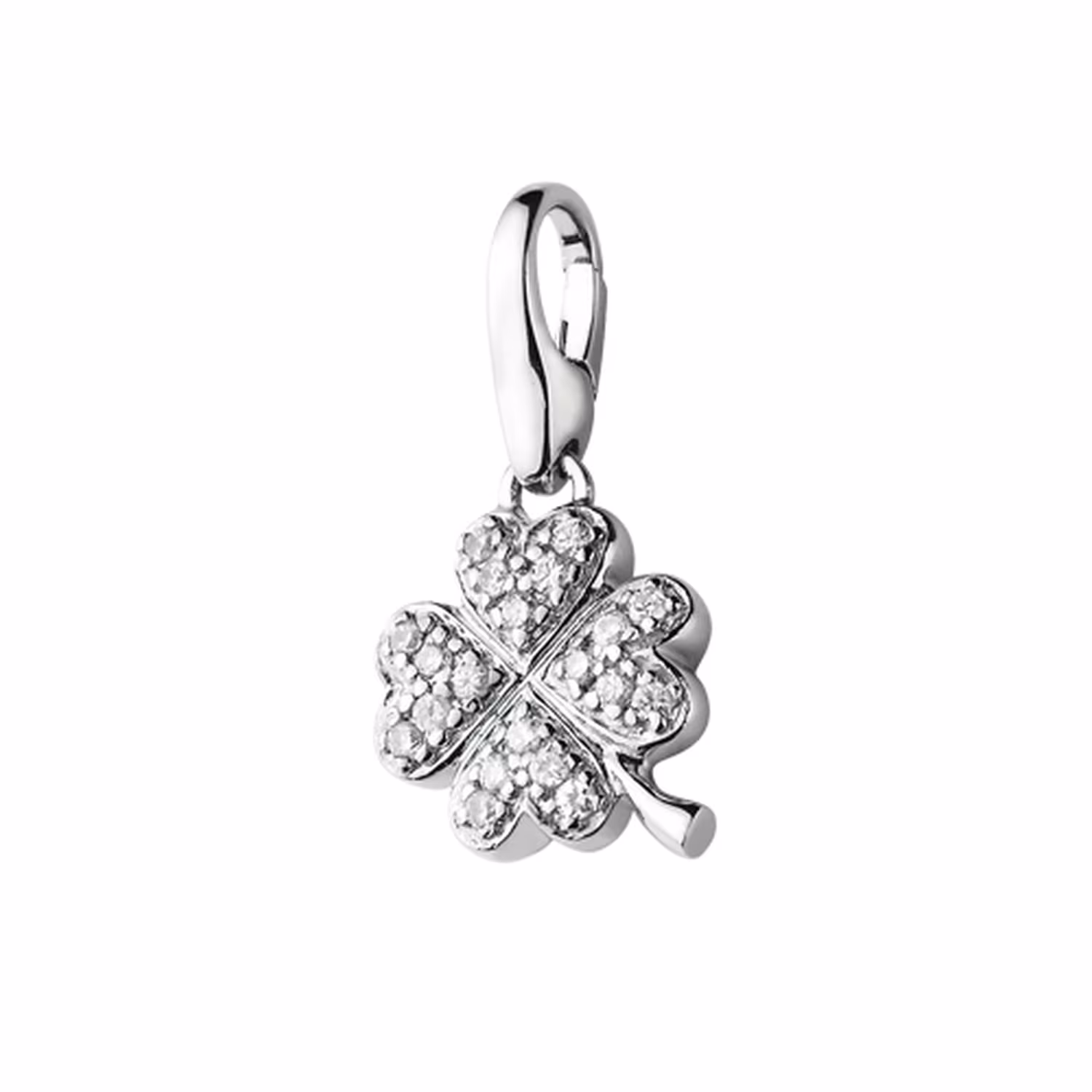 Charm Kleeblatt mit Zirkonia, Silber 925