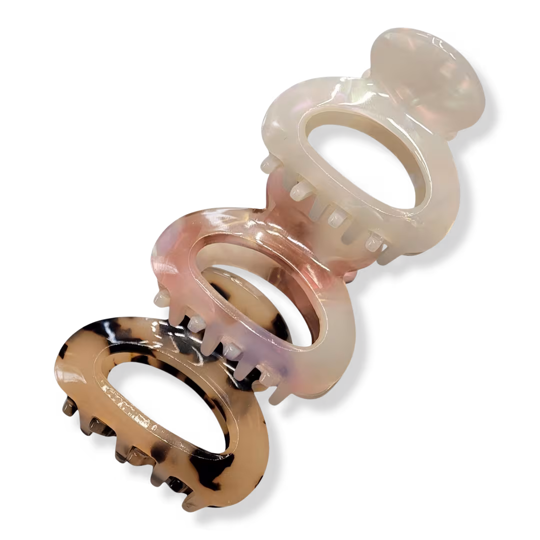 Pink Pewter  Marbled Mini Claw Hair Clip - (3pc)